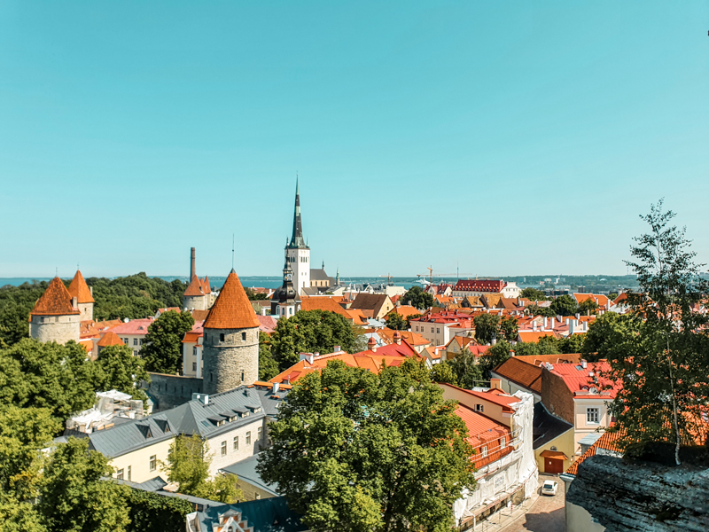 Tallinna vanhakaupunki kuvattuna kattojen yltä